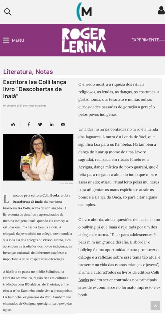 Matinal Jornalismo Roger Lerina Escritora Isa Colli lança livro