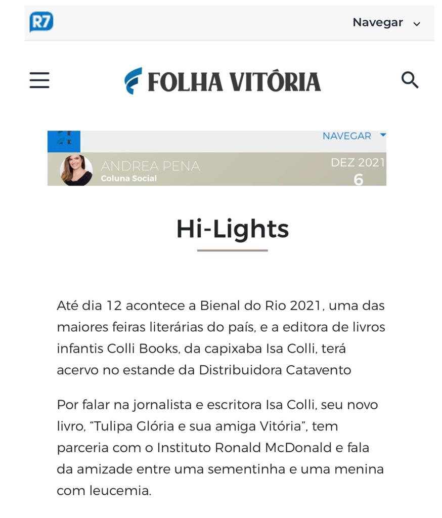 Folha Vitória: Até dia 12 acontece a Bienal do Rio 2021, uma das